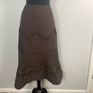 Y2k ProMod brown ruffle midi length skirt refer to measurements for size